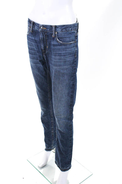 Vince Women's Mid Rise Frayed Hem Medium Wash Straight Leg Jeans Blue Size 29