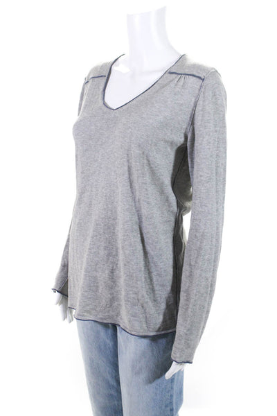 Gerard Darel Womens V Neck Long Sleeved Thin Tight Knit Sweater Gray Size L