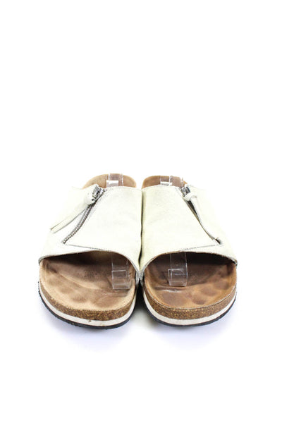 Our Legacy Womens Darted Zipped Strapped Slip-On Slides Cream Size 10