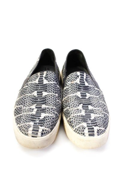 Vince Womens Leather Snakeskin Print Slide On Sneakers Gray Size 10 Medium