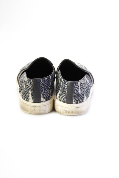 Vince Womens Leather Snakeskin Print Slide On Sneakers Gray Size 10 Medium