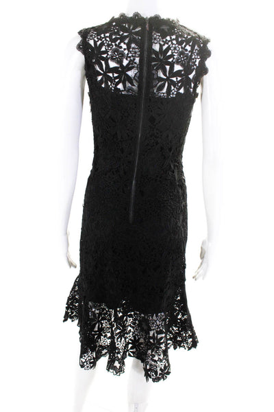 Elie Tahari Womens Woven Floral Lace Sleeveless Long Peplum Dress Black Size 0