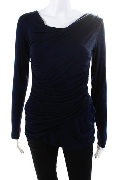 Bailey 44 Women's Long Sleeve Ruched Cowl Neck Top Blue Size M