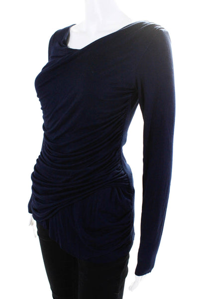 Bailey 44 Women's Long Sleeve Ruched Cowl Neck Top Blue Size M