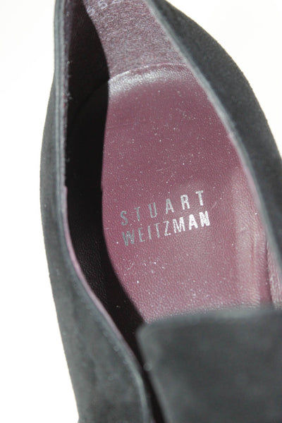 Stuart Weitzman Women's Round Toe High Heel Suede Pumps Black Size 9