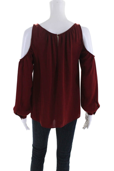 L Academie Womens Long Sleeve Cold Shoulder Scoop Neck Shirt Red Size XS