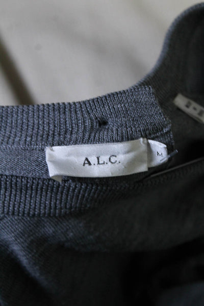 ALC Women's Button Down Merino Wool Pullover Sweater Gray Size M