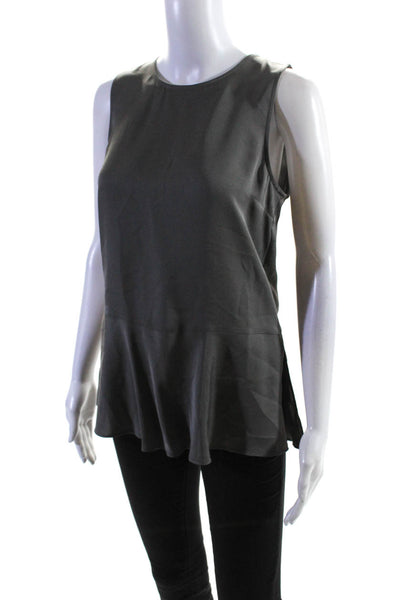 Theory Women's Nicella Sleeveless Modern Silk Georgette Blouse Gray Size S