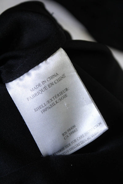 Theory Womens  100% Silk Frayed Round Neck Sleeveless Tank Blouse Black Size S
