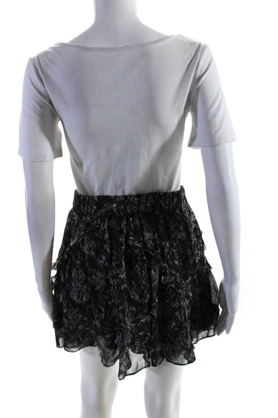 IRO Womens Spotted Ruffled Elastic Waist Tiered Skirt Gray Pink White Size 36