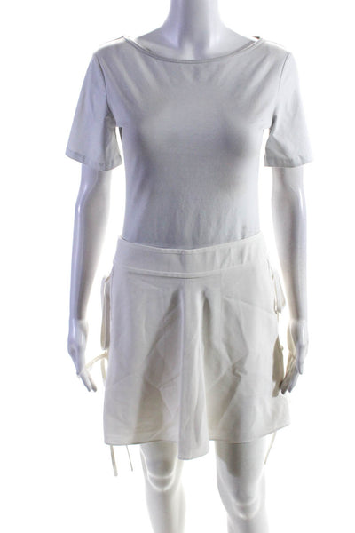 Chloe Womens Pocket A Line Zippered Tied Side Short Skirt 'Milk' White Size 38