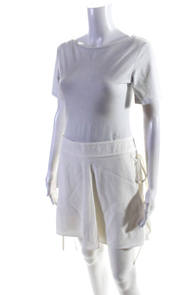 Chloe Womens Pocket A Line Zippered Tied Side Short Skirt 'Milk' White Size 38