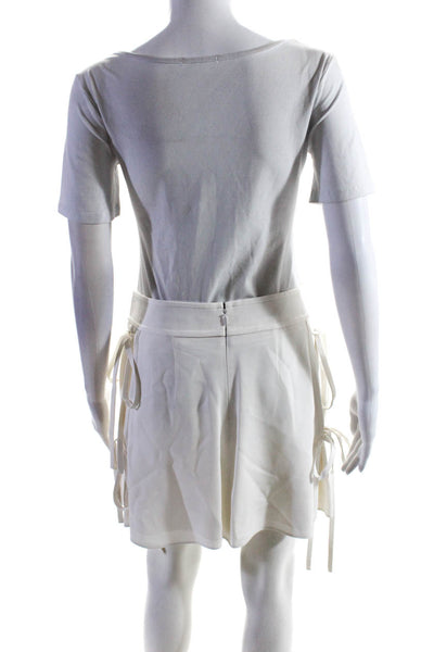 Chloe Womens Pocket A Line Zippered Tied Side Short Skirt 'Milk' White Size 38