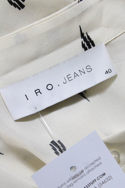IRO Jeans Womens Button Front 3/4 Sleeve Lightning Bolt Shirt White Black FR 40