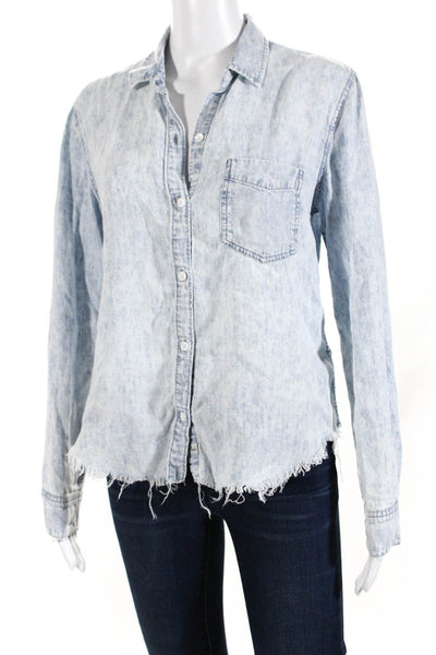 Rails Womens Light Acid Wash Ingrid Wash Button Down Shirt Blue Size Small