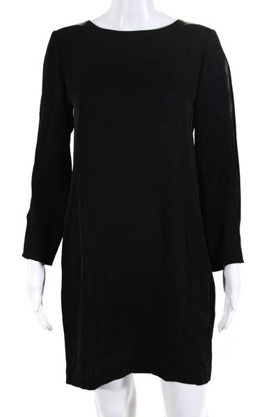 Theory Womens Silk Long Sleeves Grainne Shirt Dress Black Size 4
