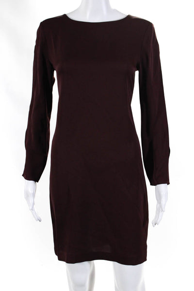 Theory Womens Silk Long Sleeves Grainne Shirt Dress Wine Red Size 4