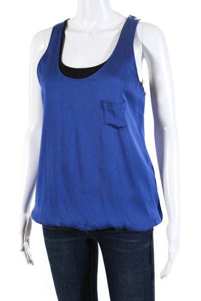 Robert Rodriguez Black Label Womens Silk Layered Tank Top Blue Black Size Small