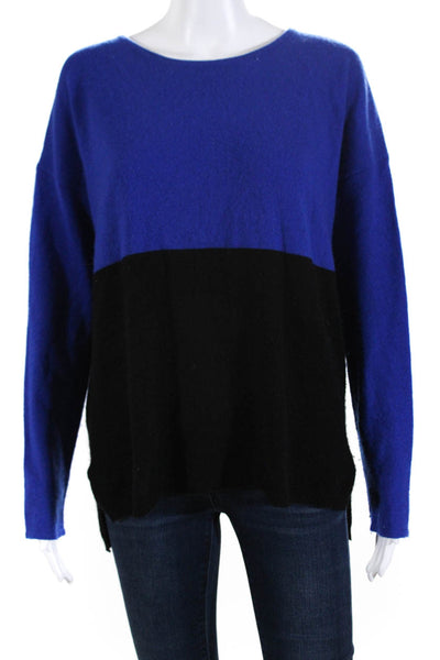 A'Nue Society Womens Wool Knit Colorblock Print Long Sleeve Sweater Blue Size L