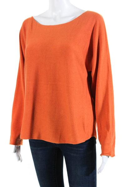 Vince Womens Tight-Knit Long Sleeve Boat Neck Sweater Top Orange Size M