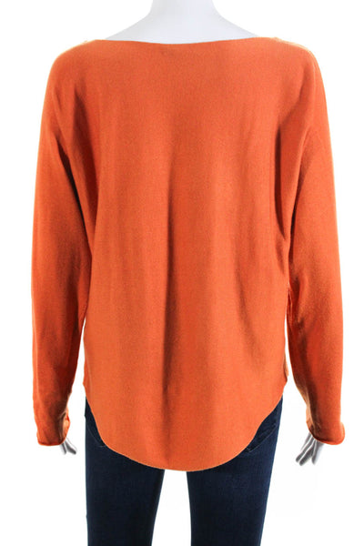 Vince Womens Tight-Knit Long Sleeve Boat Neck Sweater Top Orange Size M