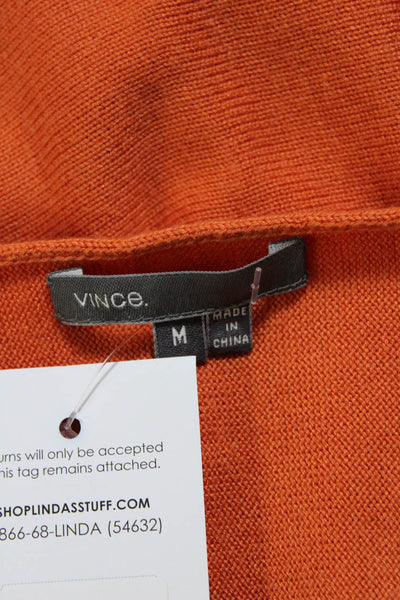 Vince Womens Tight-Knit Long Sleeve Boat Neck Sweater Top Orange Size M