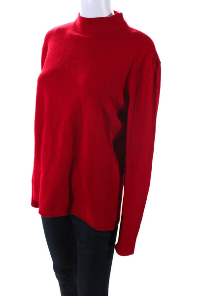 Emporio Armani Womens Striped Mock Neck Long Sleeve Sweater Red Size EUR52