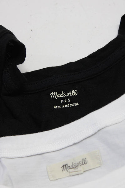 Madewell Womens Scoop V Neck Lightweight Tee Shirts Black White Small Lot 2
