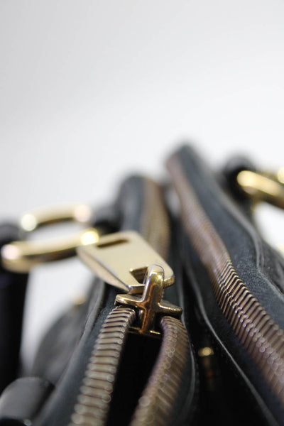 Marc Jacobs Womens Leather Gold Tone Satchel Shoulder Handbag Black