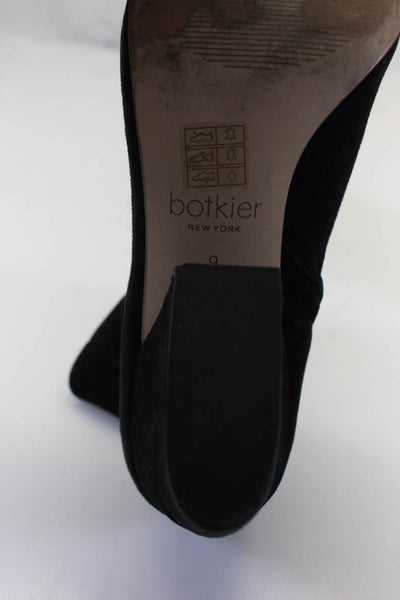 Botkier Women's Suede Pointed Block Heel Booties Black Size 9