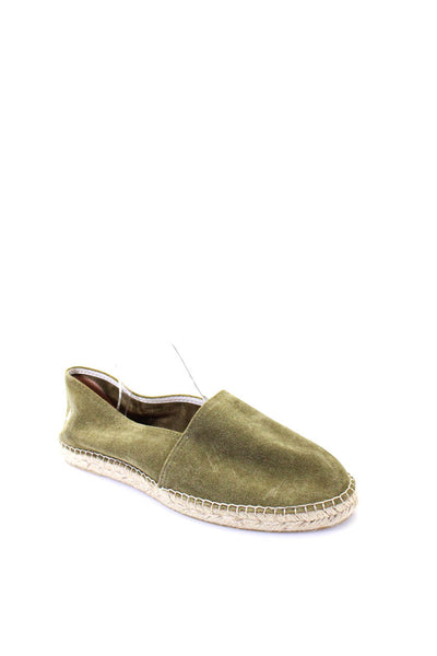 Inkerman Mens Slip On Round Toe Espadrilles Loafers Green Suede Size 46