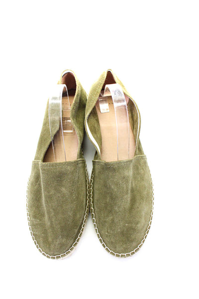 Inkerman Mens Slip On Round Toe Espadrilles Loafers Green Suede Size 46