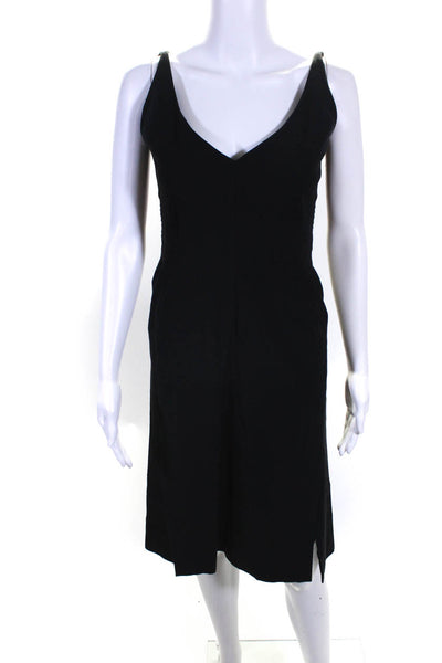 Zac Posen Womens Back Zip Sleeveless V Neck Shift Dress Black Size 2