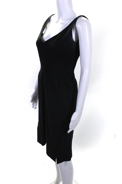 Zac Posen Womens Back Zip Sleeveless V Neck Shift Dress Black Size 2