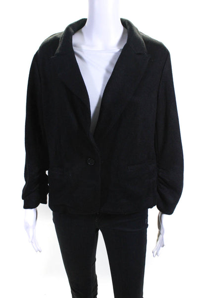 Drew Women's 3/4 Sleeve One Button Unlined Knit Blazer Black Size L