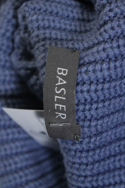 BASLER Womens 100% Wool Sleeveless Knit Turtleneck Sweater Vest Blue Size 36