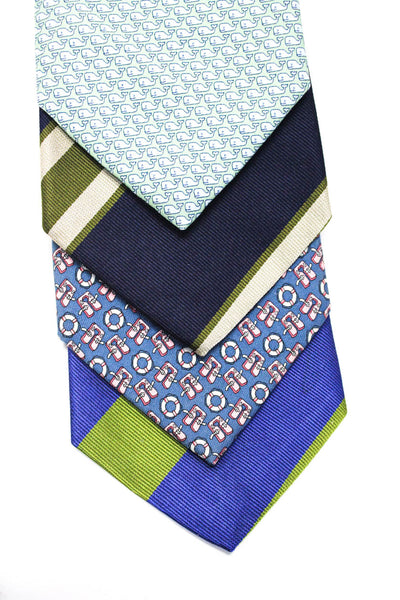 Marthas Vineyard J Crew Mens Silk Graphic Print Striped Ties Blue Green Lot 4