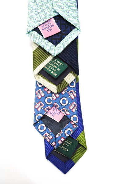 Marthas Vineyard J Crew Mens Silk Graphic Print Striped Ties Blue Green Lot 4