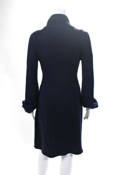 Calvin Klein Women's Tie Front Long Sleeve Cowl Neck Sweater Dress Navy Size S