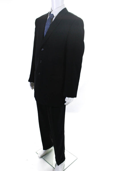 Midtown Man Mens Black Three Button Blazer Matching Pants Set Size 40R 36