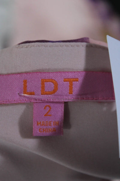 LDT Womens Spaghetti Strap V Neck Floral Shift Dress Pink Purple Size 2