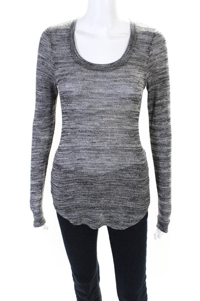 Whetherly Womens Long Sleeve Crew Neck Knit Tee Shirt Gray Size Small