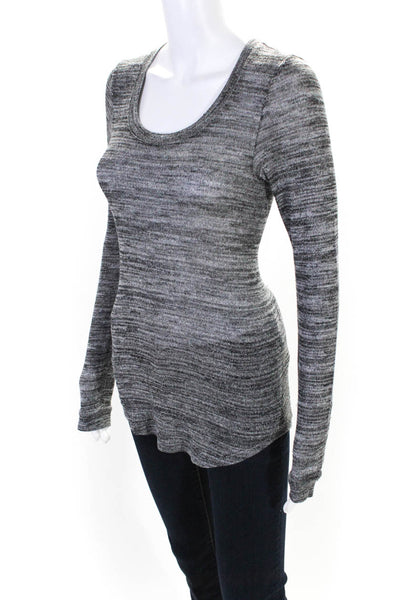 Whetherly Womens Long Sleeve Crew Neck Knit Tee Shirt Gray Size Small