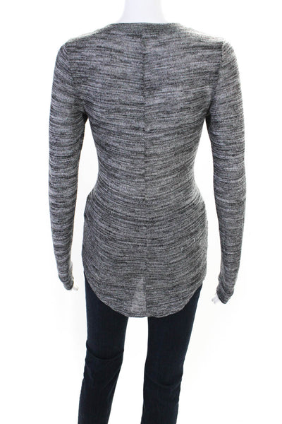 Whetherly Womens Long Sleeve Crew Neck Knit Tee Shirt Gray Size Small