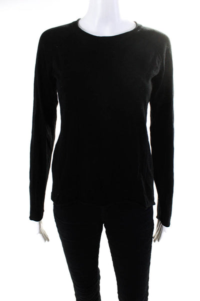 Tahari Womens Cotton Thin-Knit Long Sleeve High-Low Hem Shirt Top Black Size S