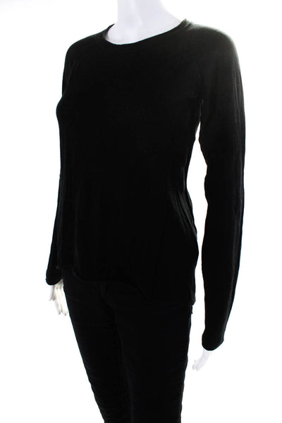 Tahari Womens Cotton Thin-Knit Long Sleeve High-Low Hem Shirt Top Black Size S