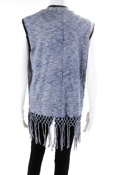 Elie Tahari Womens Jersey Knit Tassel Knot Hem Cardigan Top Heather Blue Size S