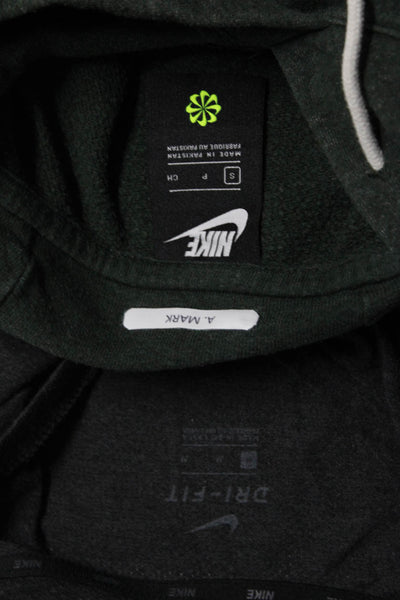 Nike Mens Dri-Fit Short Sleeve T-Shirt Hoodie Sweatshirt Gray Green S M Lot 2