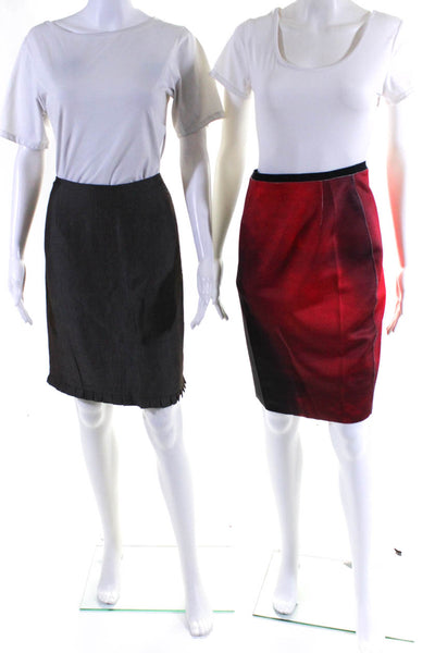 T Tahari Womens Ombre Stretch Pleated Hem Pencil Skirt Size 12 Small Lot 2