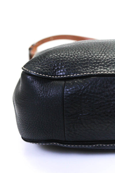 Coach Womens Single Strap Pocket Front Grain Leather Shoulder Handbag Black